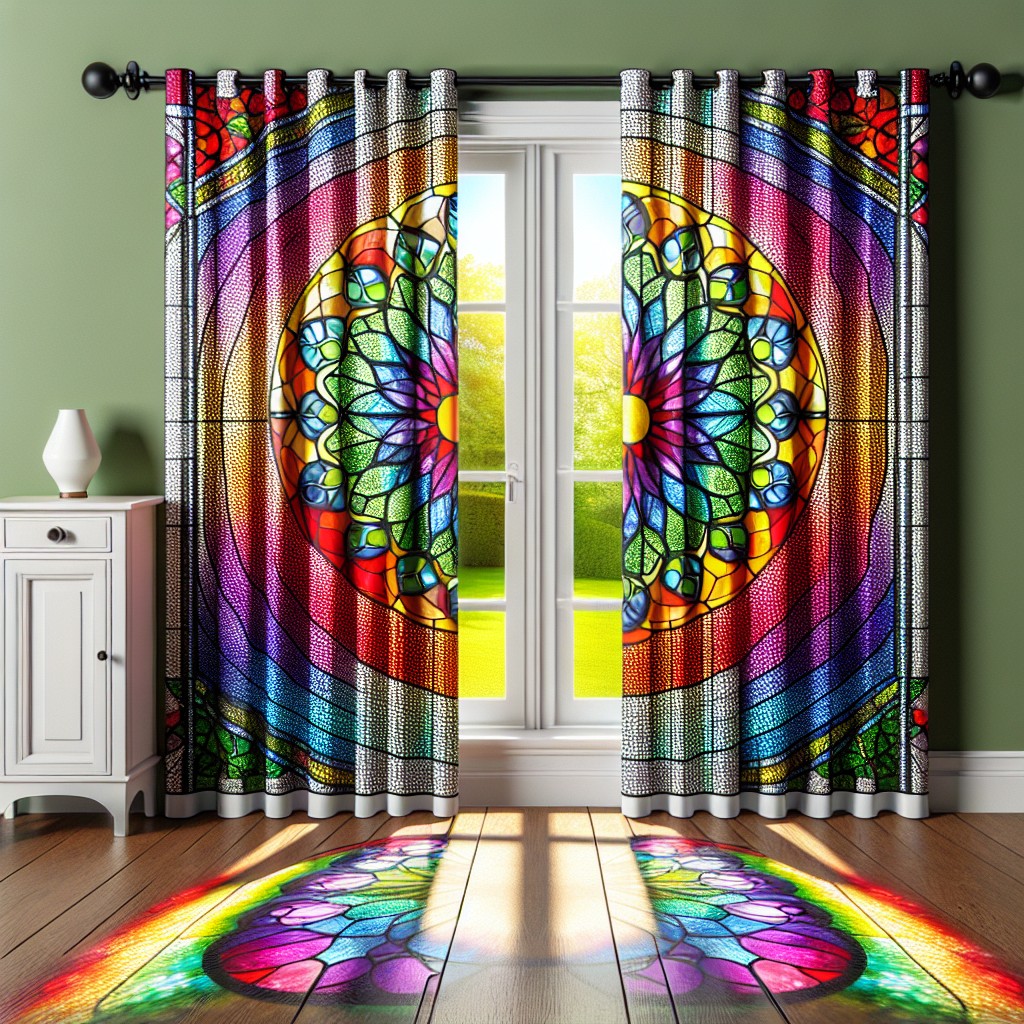 create faux stained glass curtains with transparent sheets