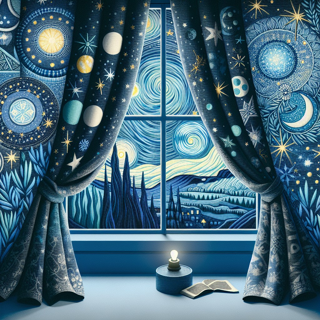 depict celestial elements with starry night curtains