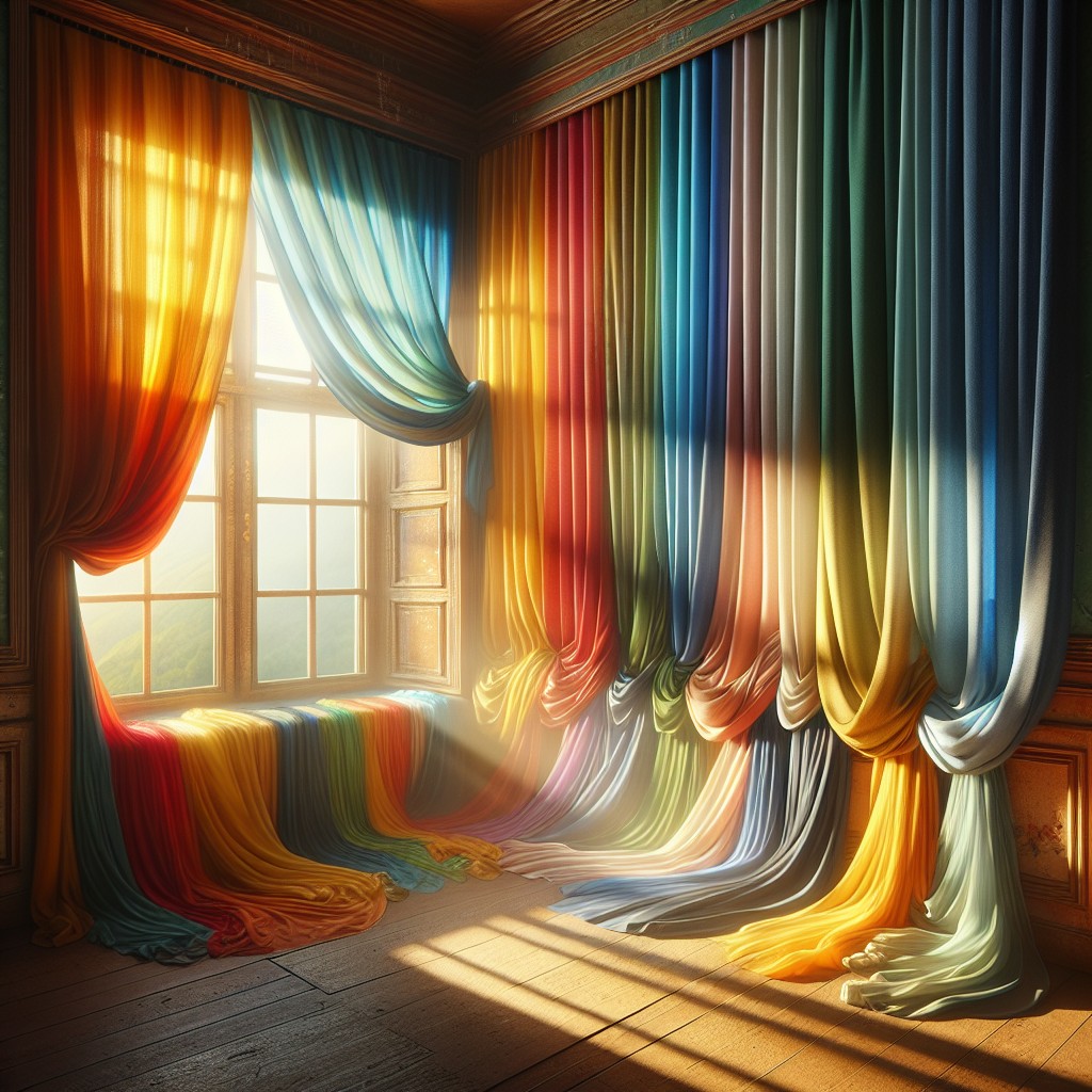 dress with colorful curtains