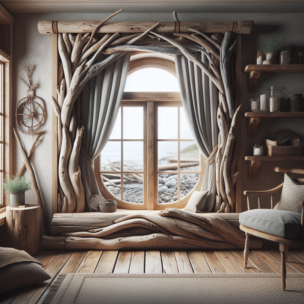 driftwood as an unconventional window trim