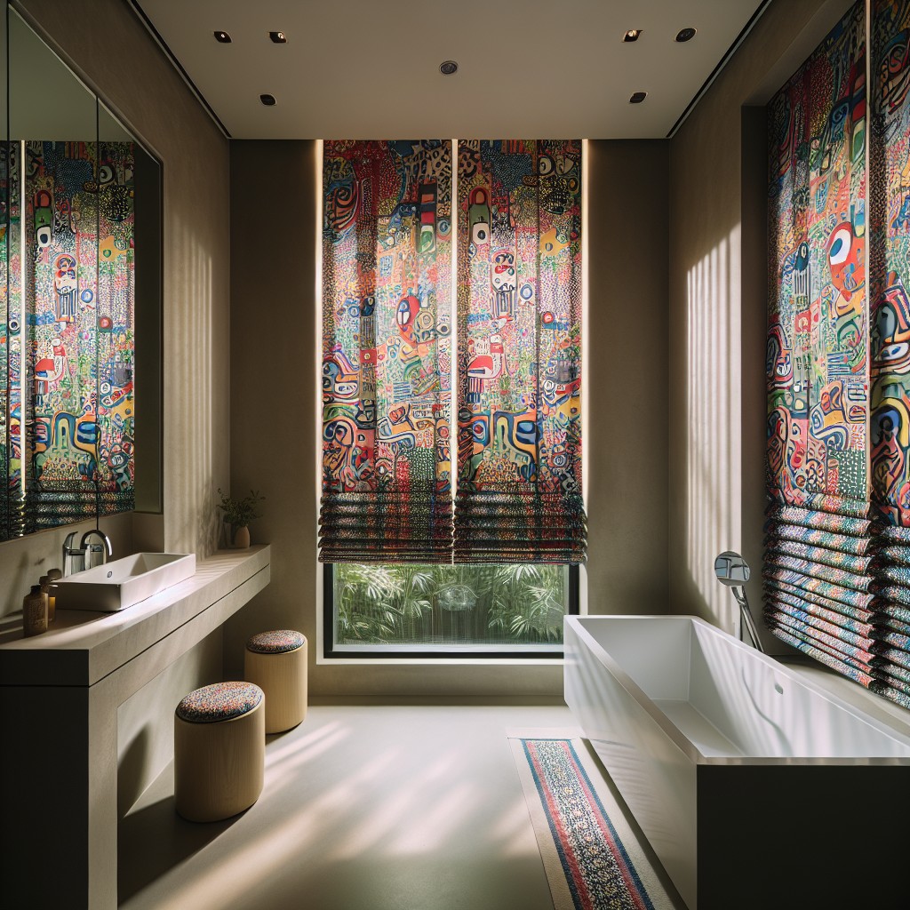 eclectic printed shades for bathroom windows