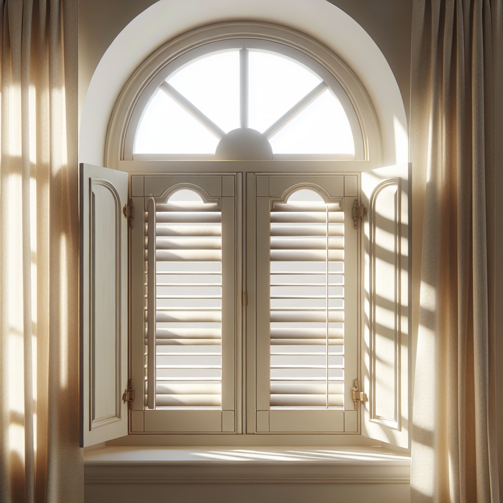 flexibility and style combining shutters and curtains for arched windows