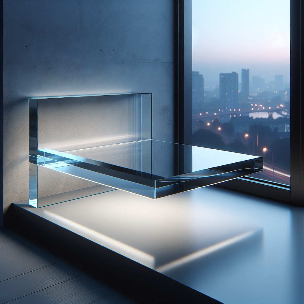 floating glass shelf above the window sill