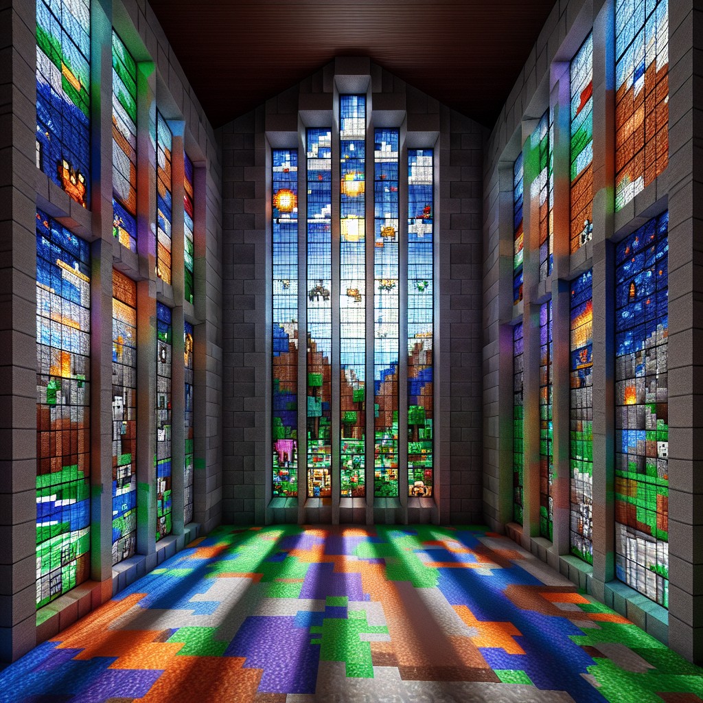 floor to ceiling stained glass in minecraft