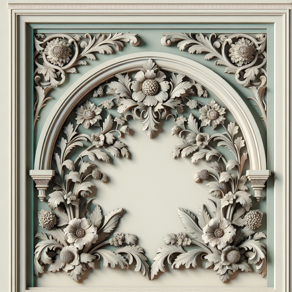 floral carved arched window trim for vintage look