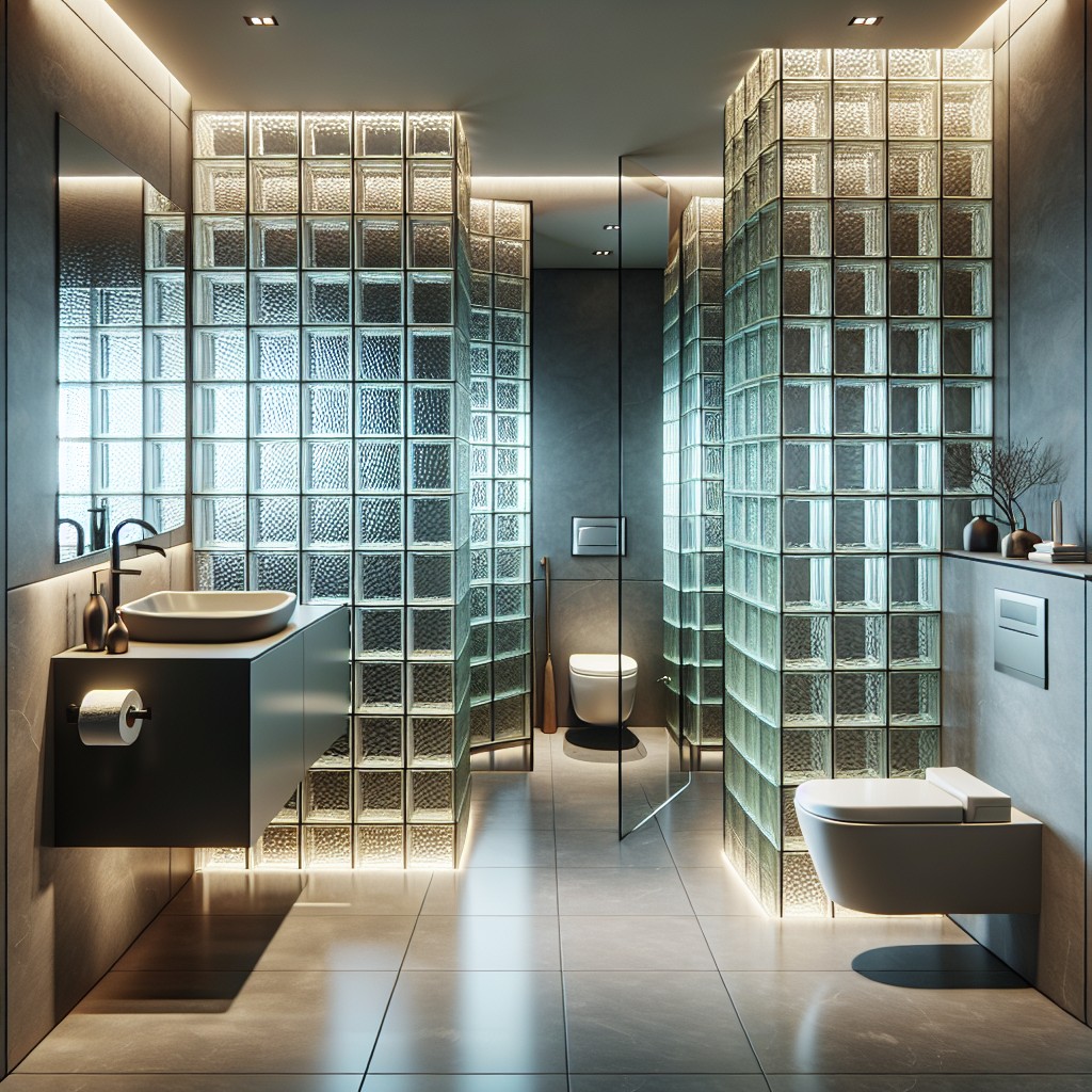 glass block partition for toilet privacy