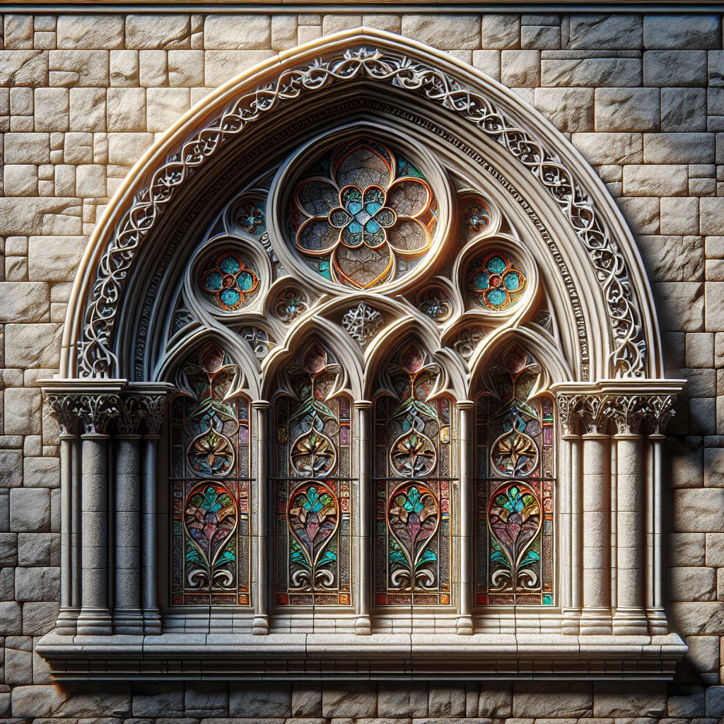 incorporating stained glass in arched window trims