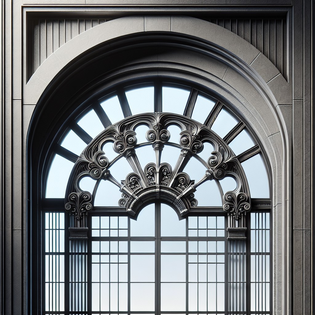 intricate metal trim for industrial style arched windows
