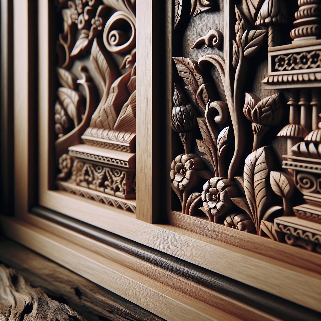 intricately carved wood window moldings