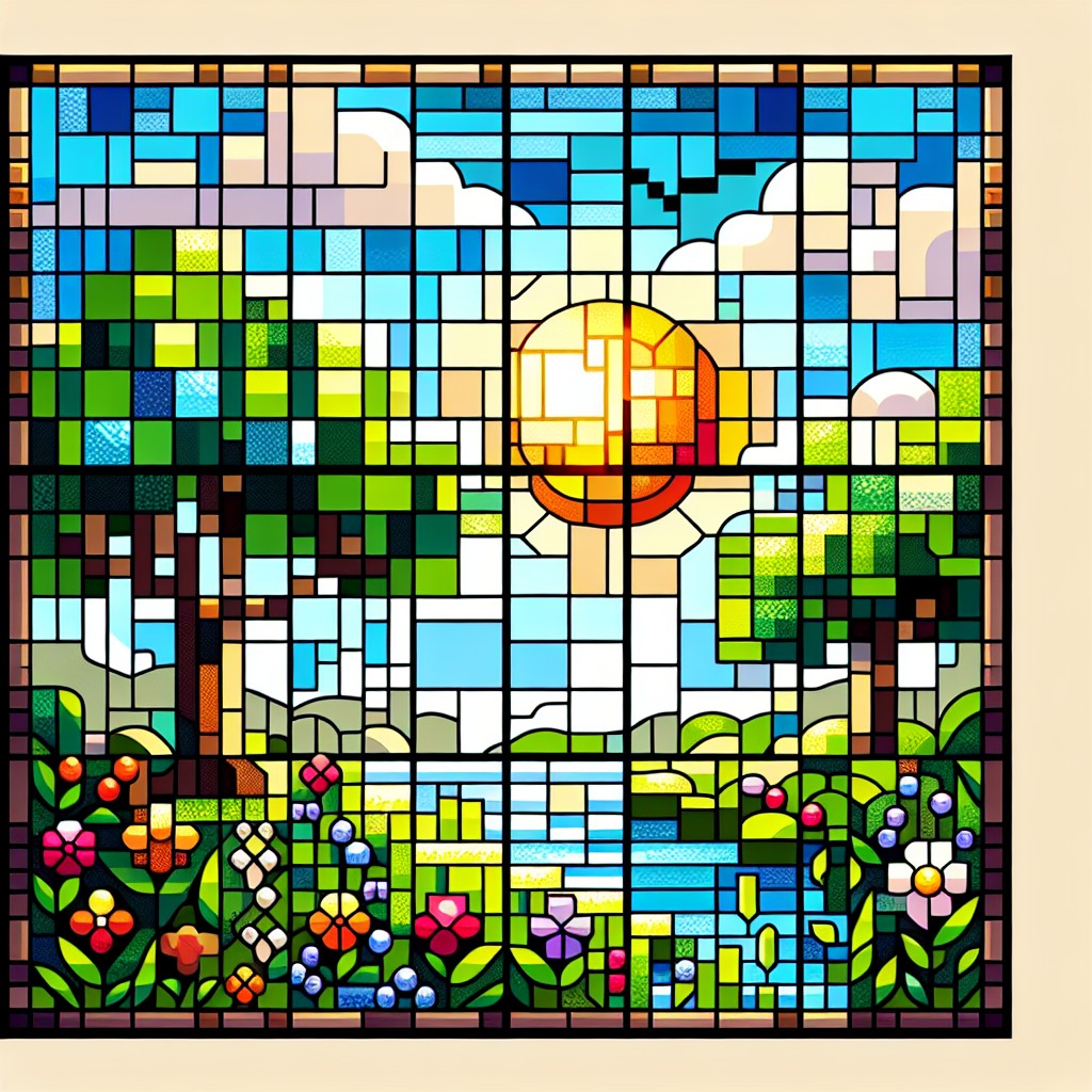 minecraft nature themed stained glass
