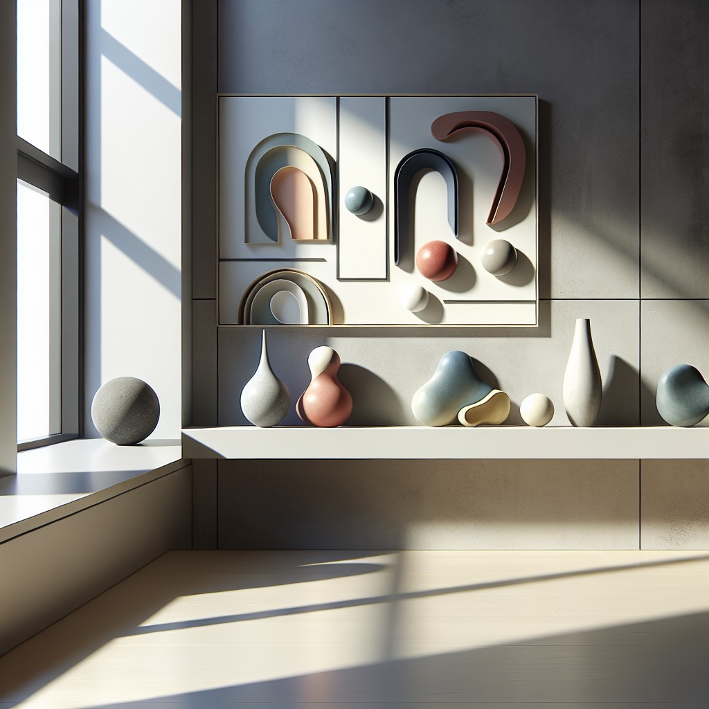 minimalist ledge for abstract art display