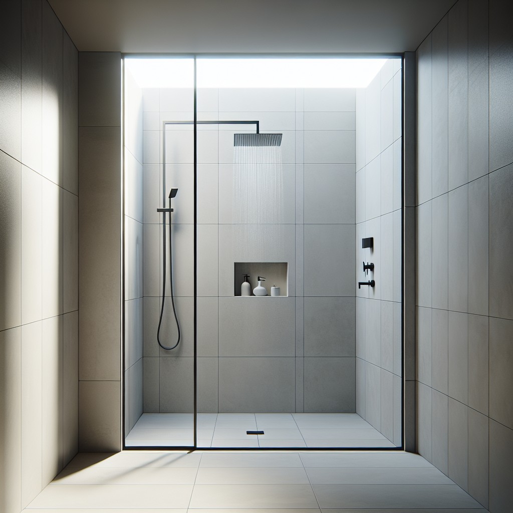minimalist shower with sliding window