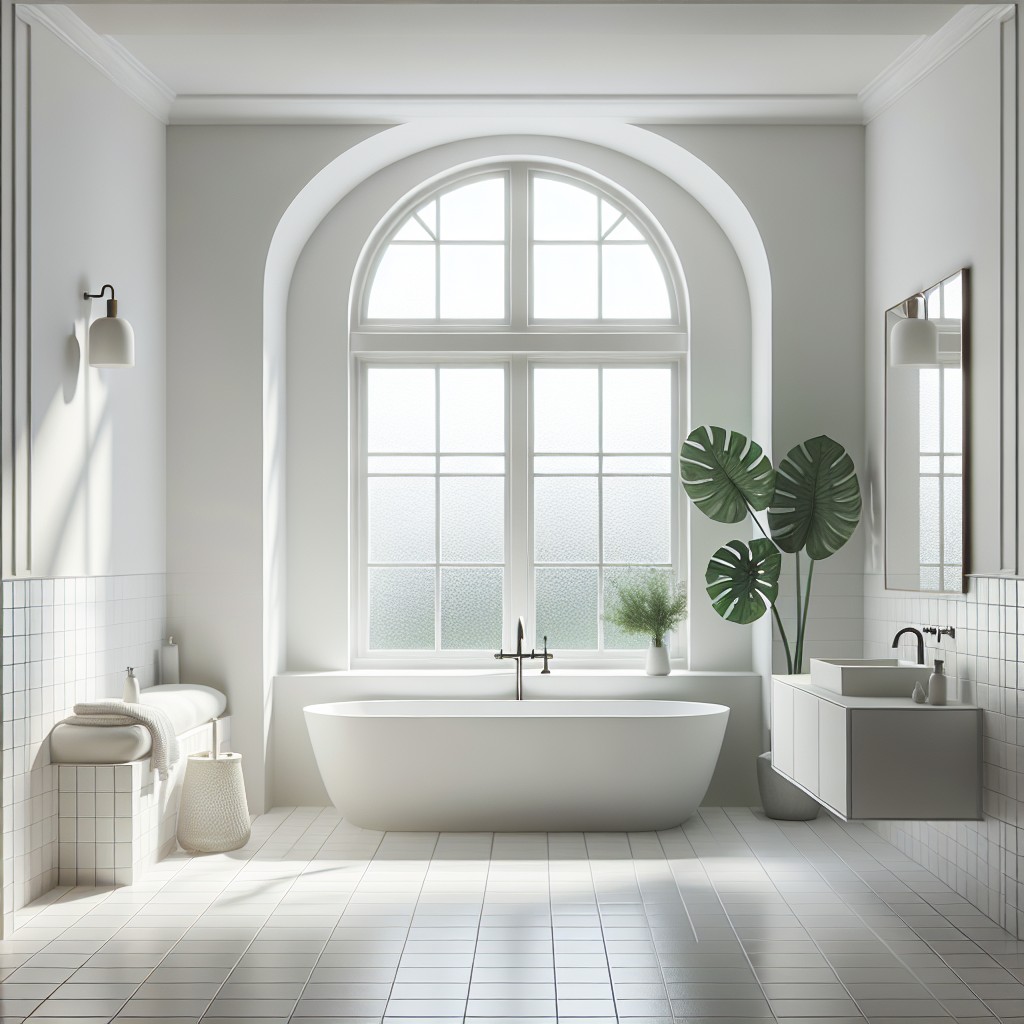 minimalistic design for bay window bathroom