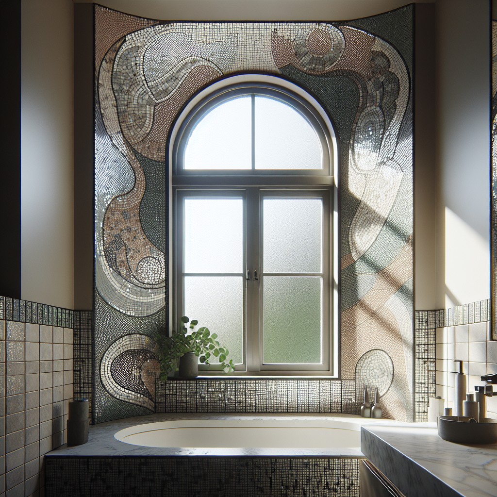 mosaic tiled bay window bathroom for artistic touch