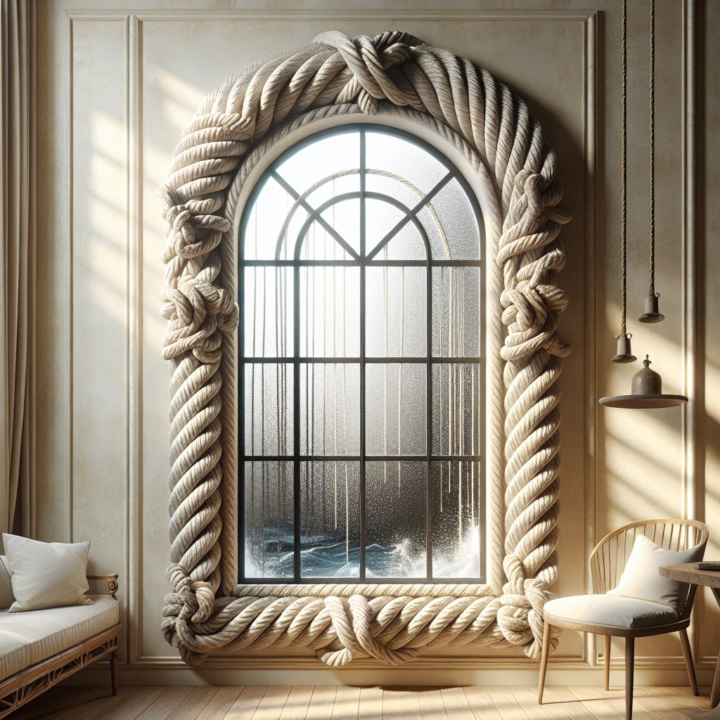nautical style rope interwoven arched window trims