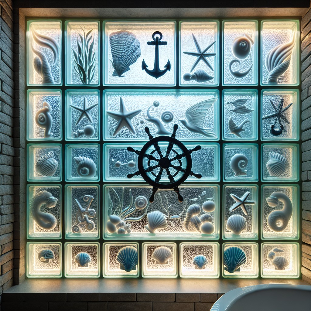 nautical themed illuminated glass block