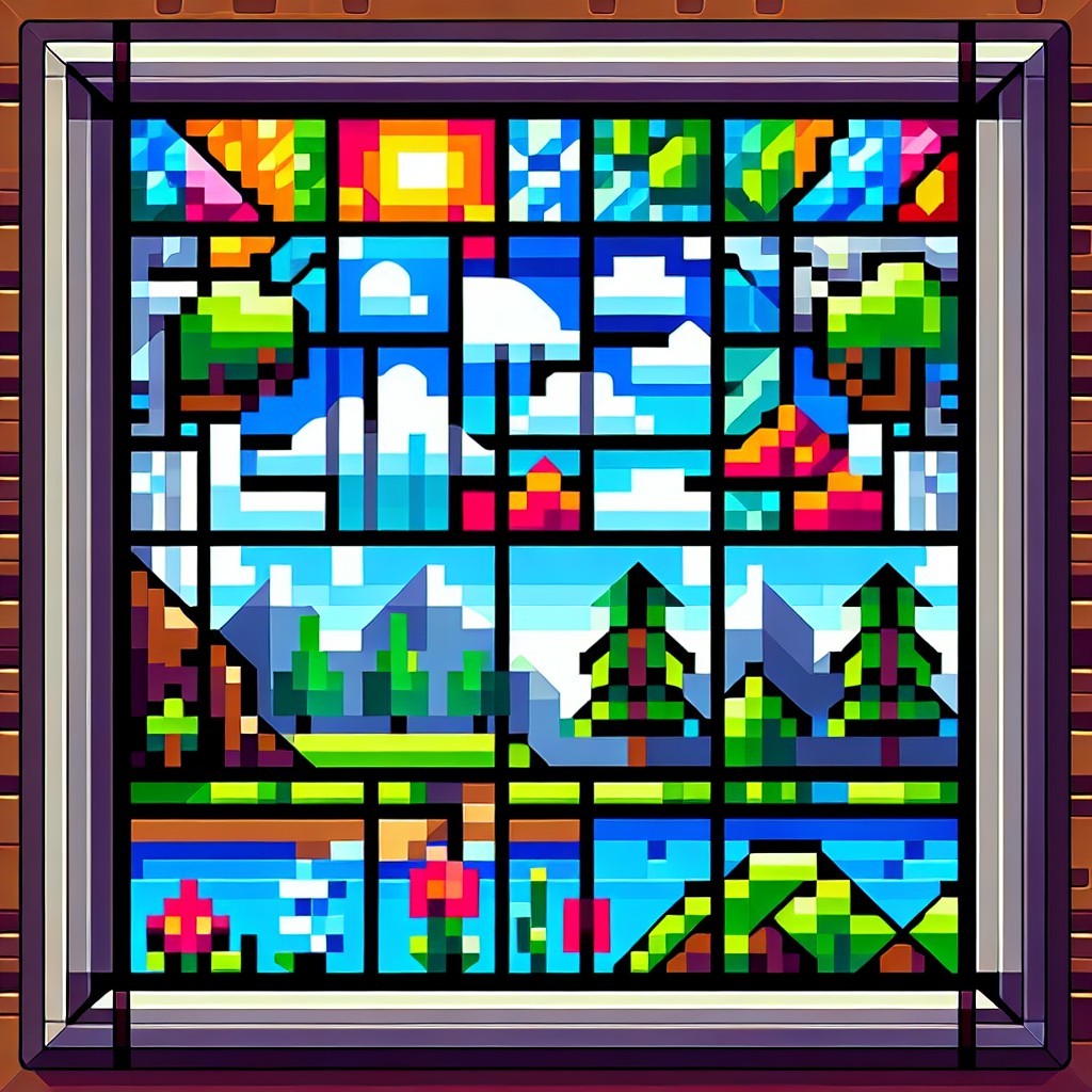 pixel art windows with stained glass