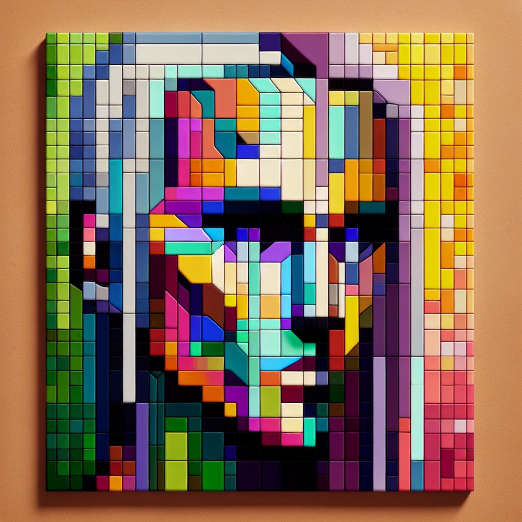 pixel portraits using minecraft stained glass