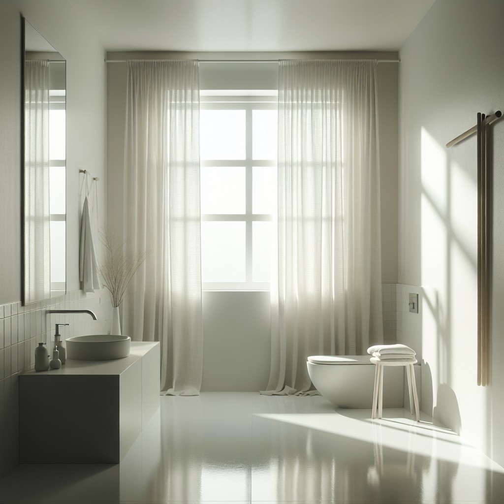 pure cotton curtains for a minimalist bathroom