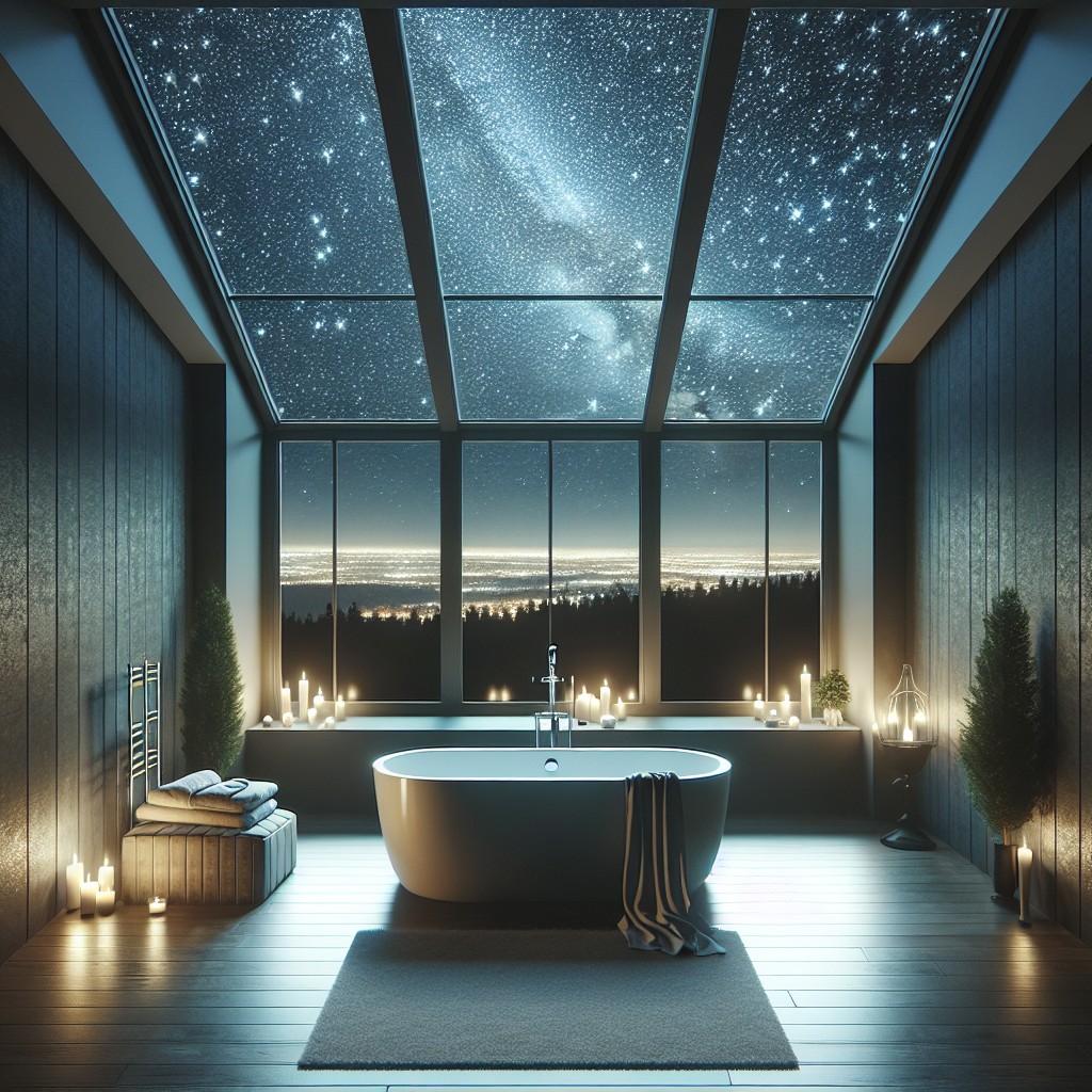 rooftop bay window bathroom for star gazing