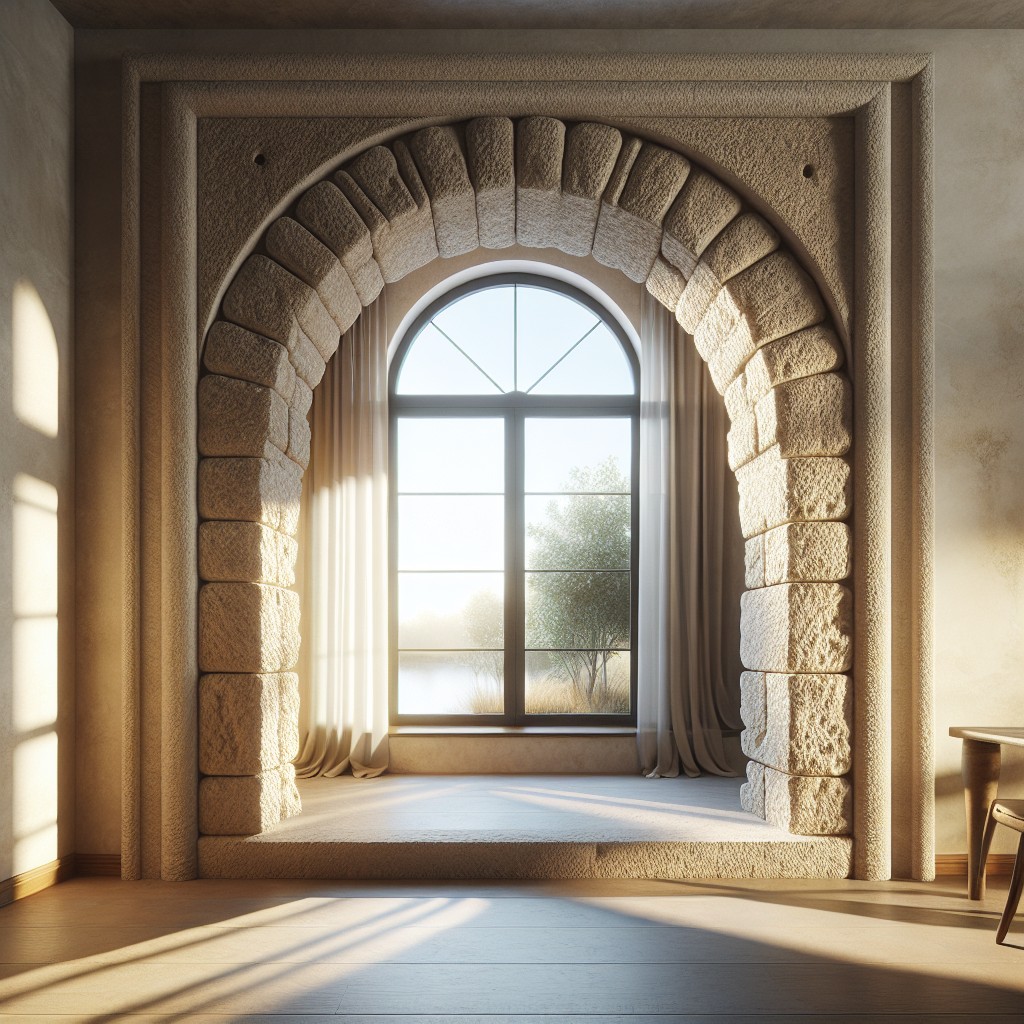 rustic stone arch window trim aesthetics
