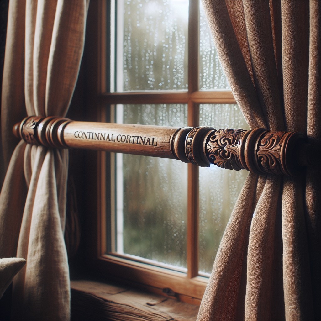 rustic wood continental curtain rod ideas