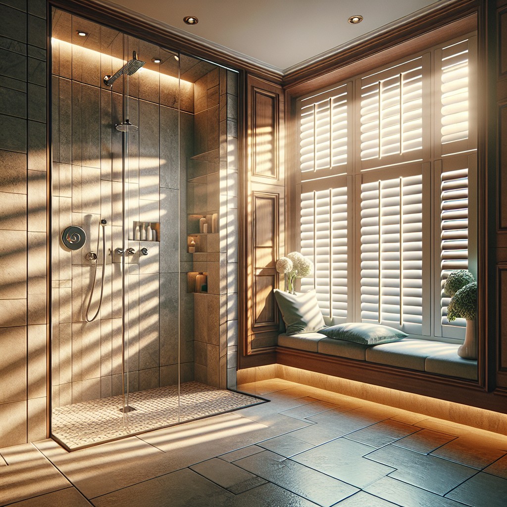 shower window with shutter blinds for privacy
