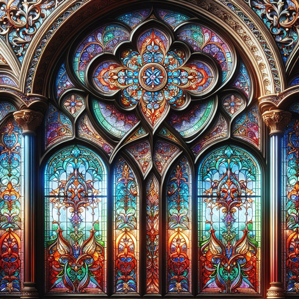 stained glass within moldings