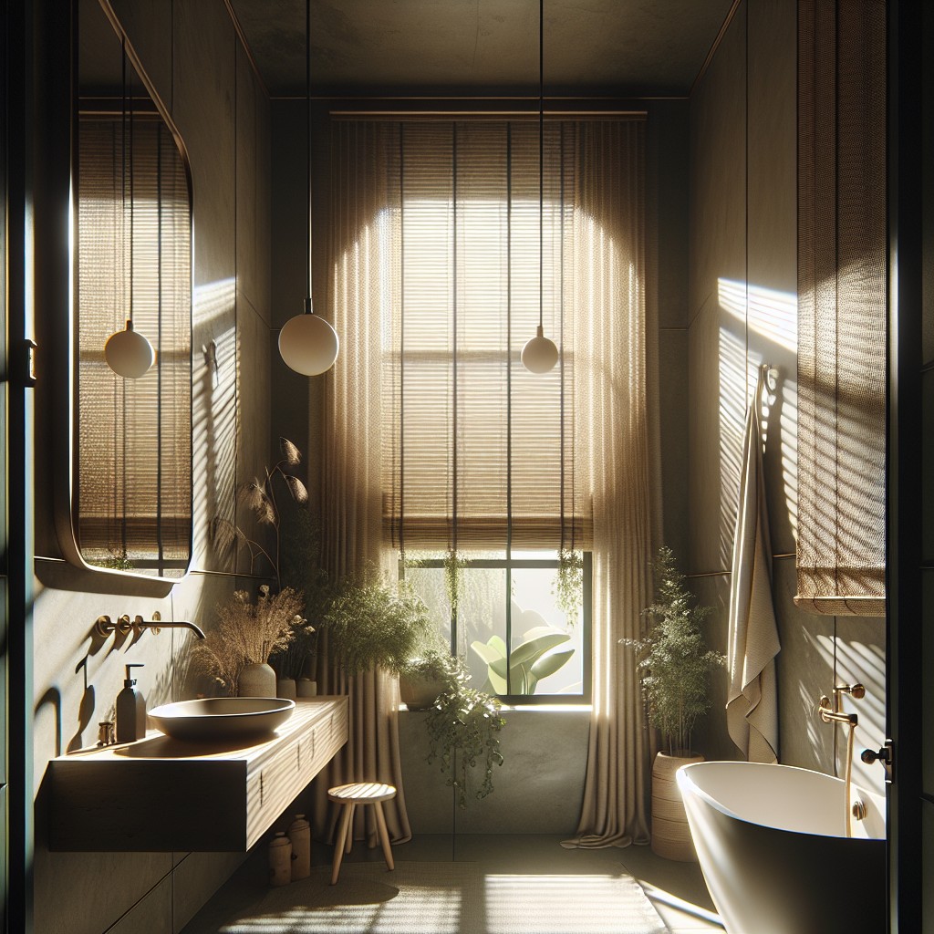 sustainable materials in bathroom window treatments