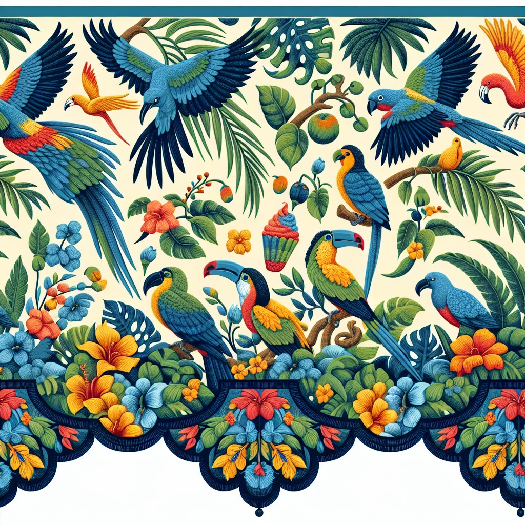 tropical bird valance designs