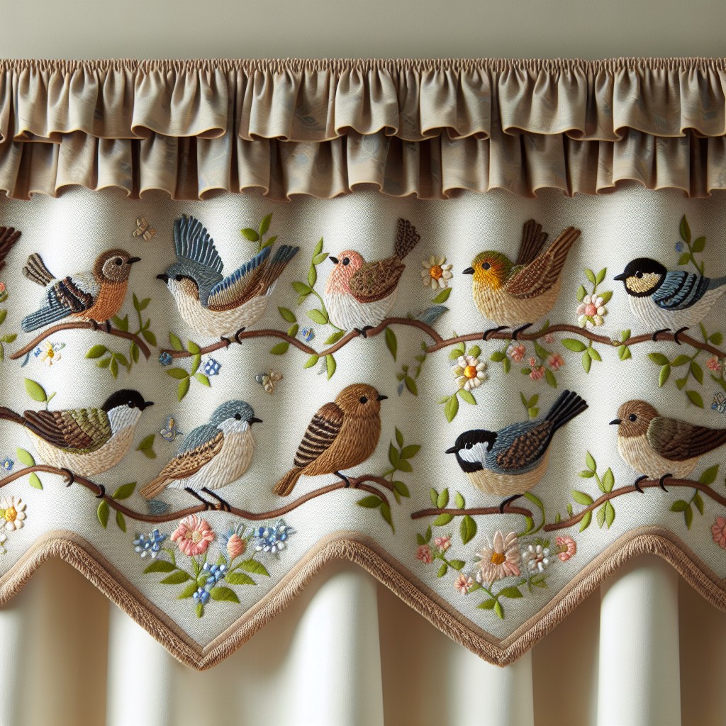 valances with songbird patches