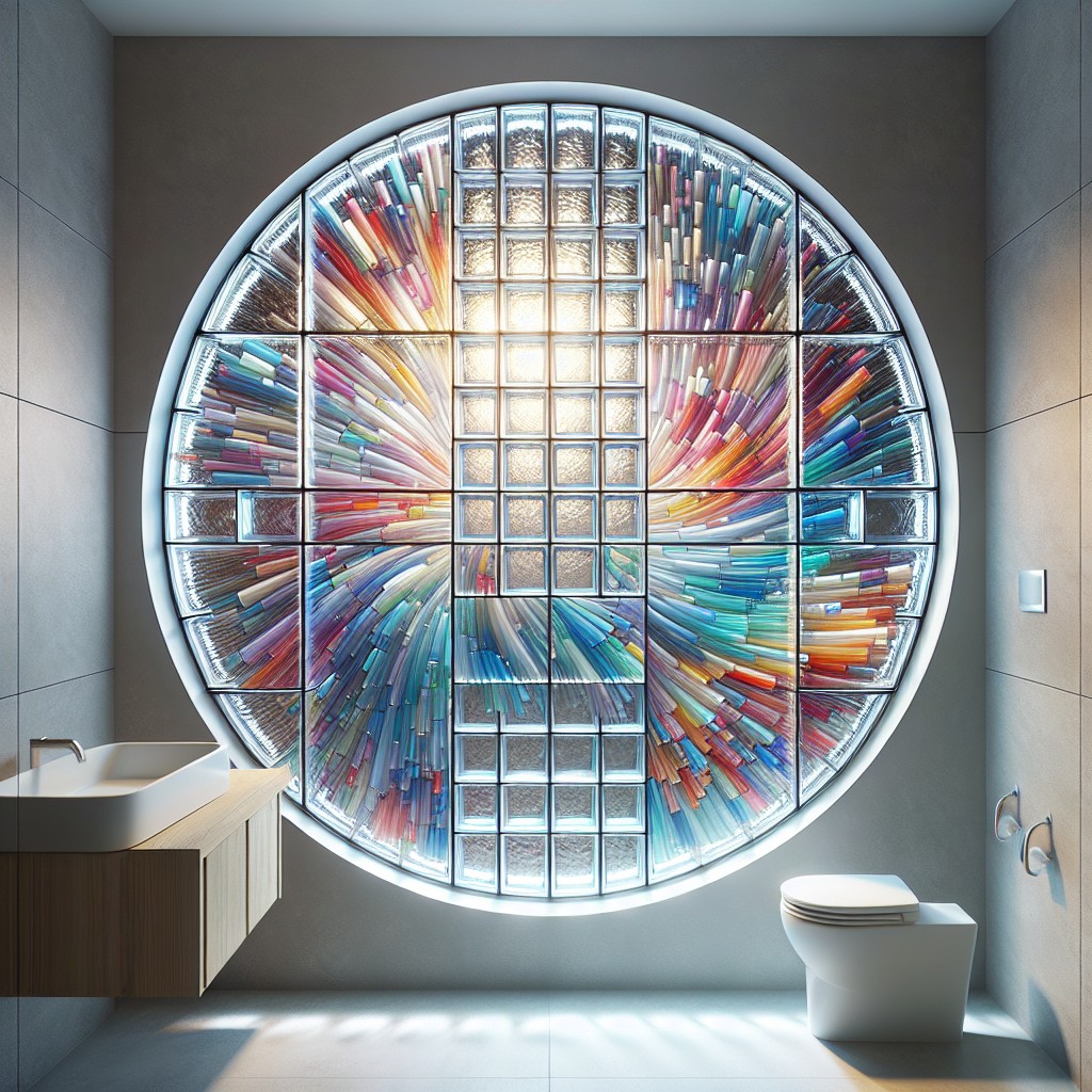 whimsical glass block circular window