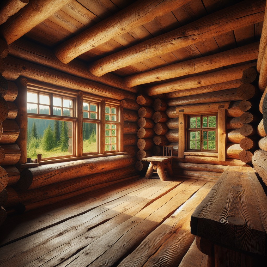 window trim in a log cabin setting