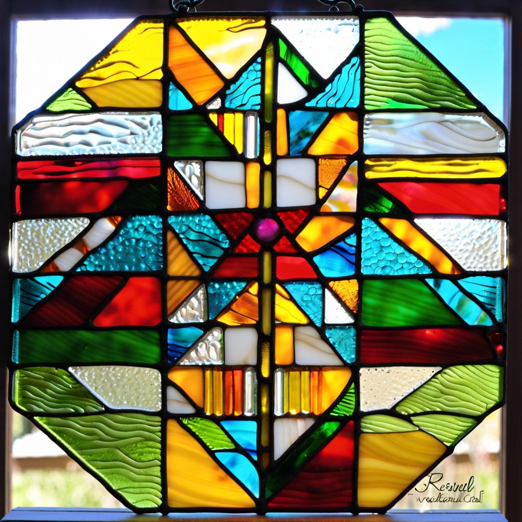 abstract geometric stained glass suncatcher