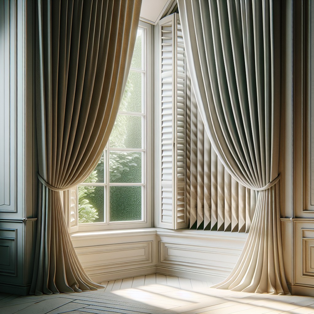 accordion pleat drapes for acute angle windows