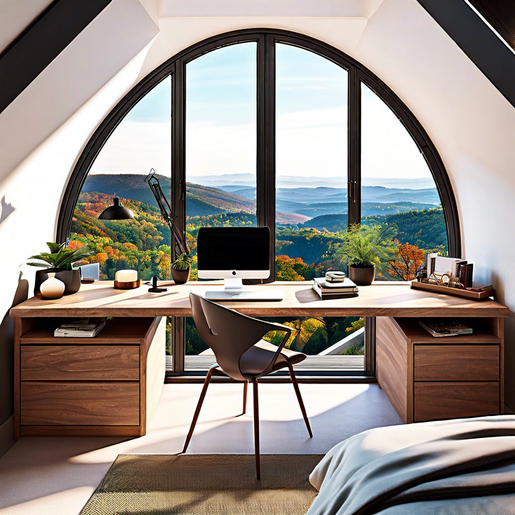angled workstation with scenic views