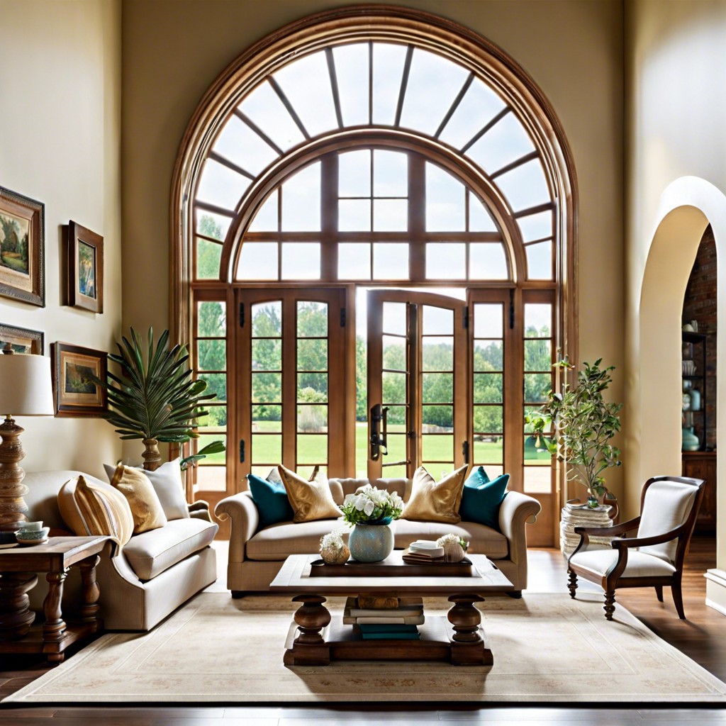 arched windows combined with french doors