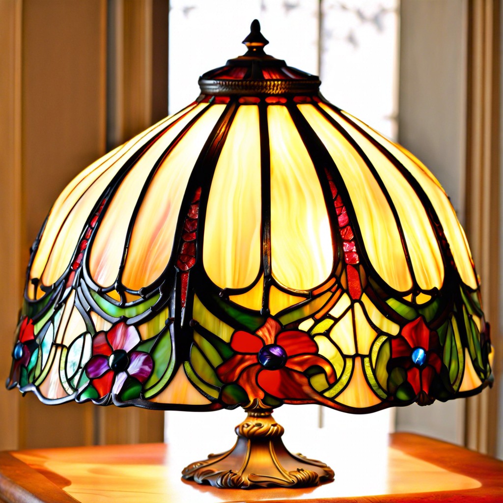 art nouveau inspired stained glass lampshades