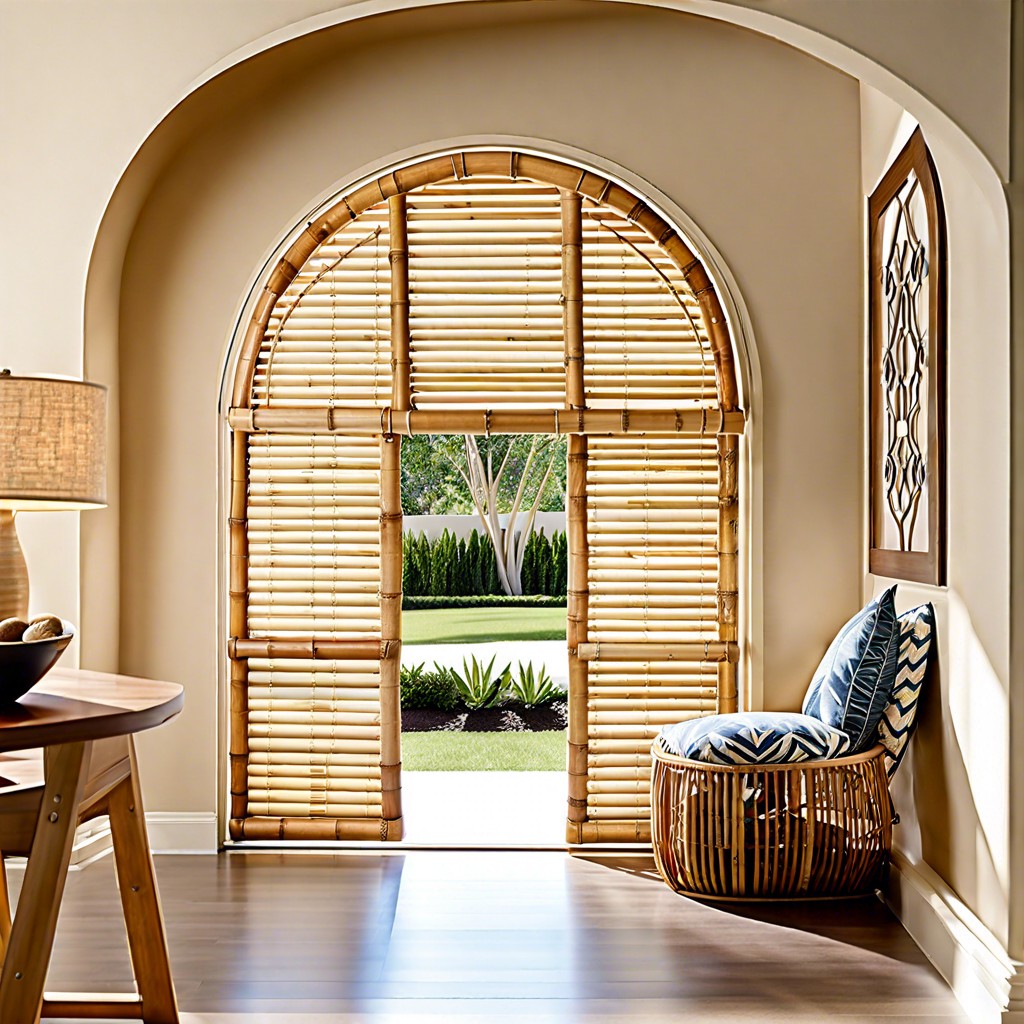 bamboo roll up shades fitted within the arch for an eco friendly touch