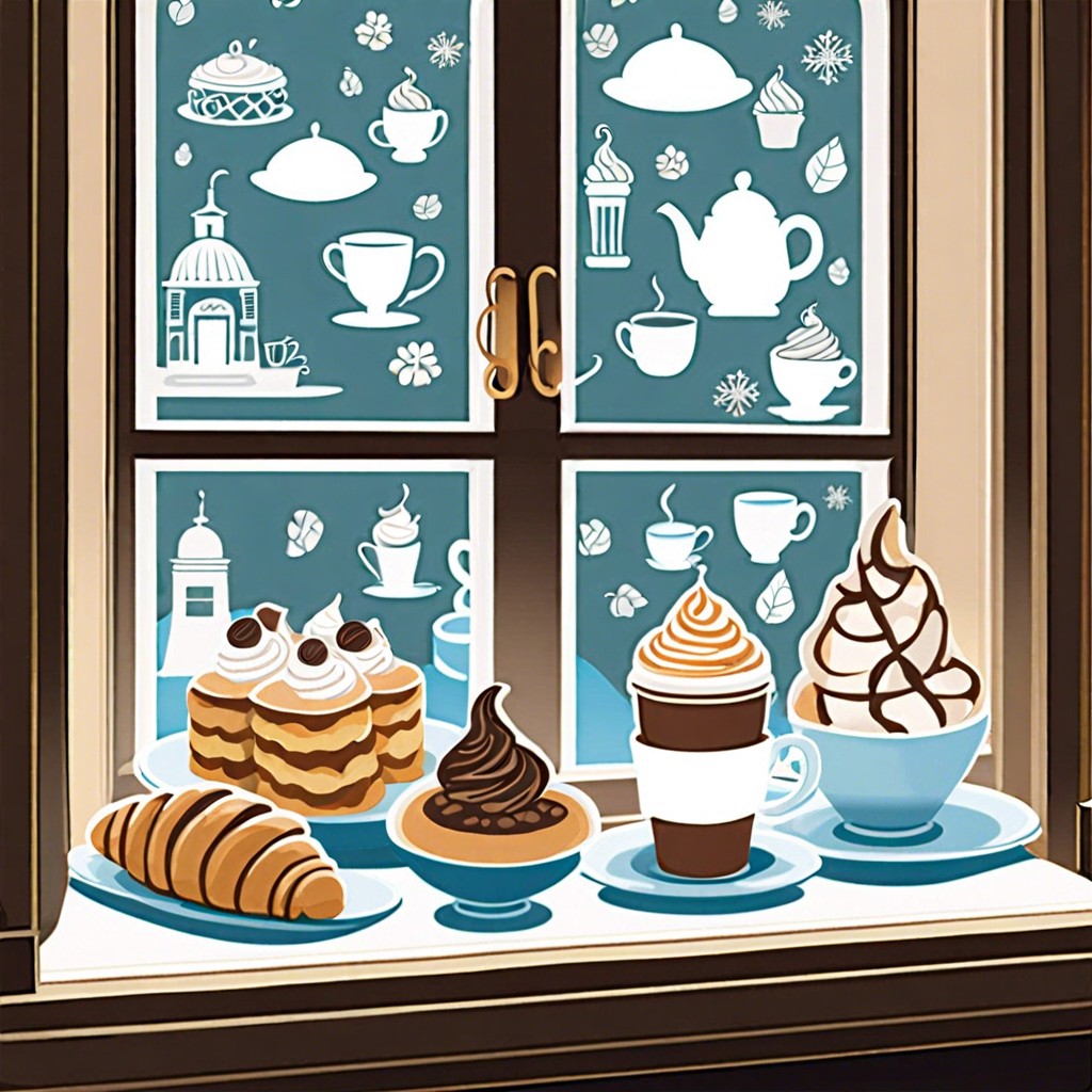 cafe motifs – coffee and pastry silhouettes for kitchen windows