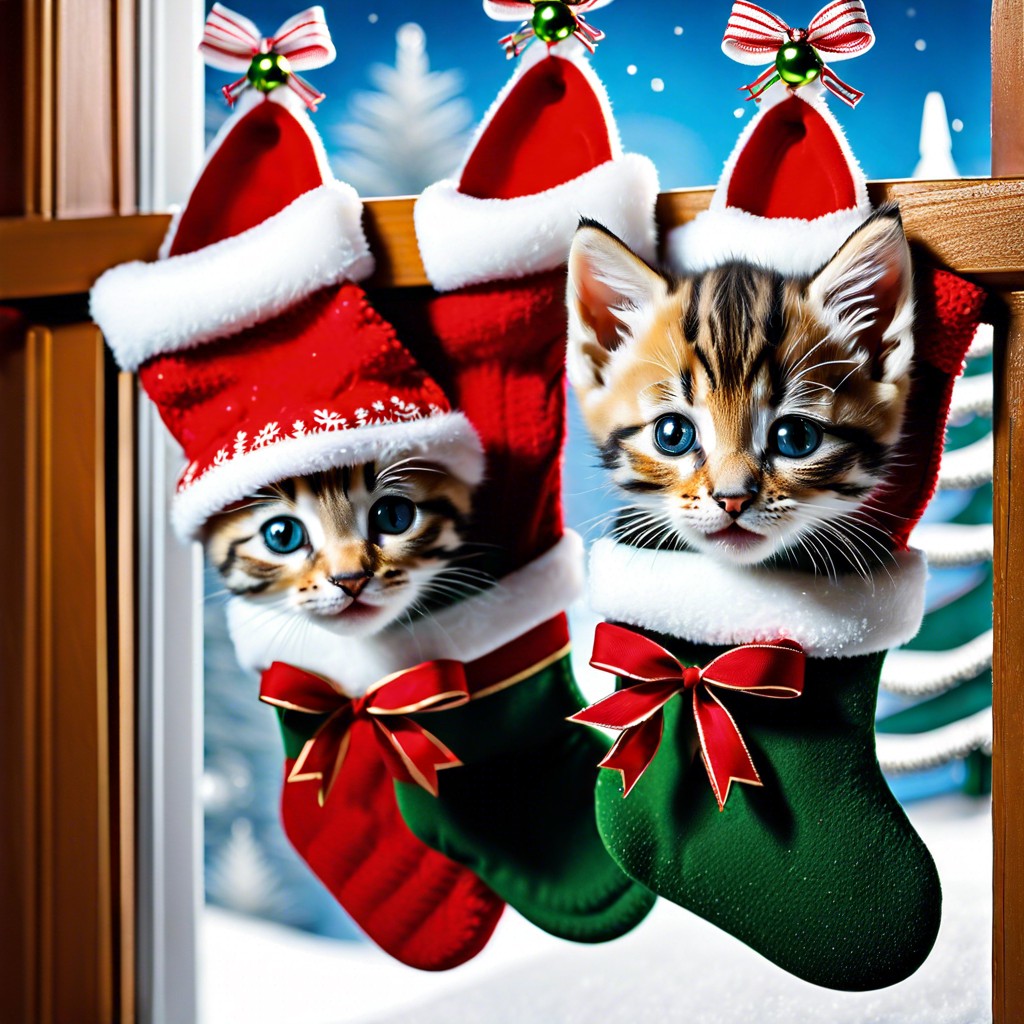 christmas kittens in stockings