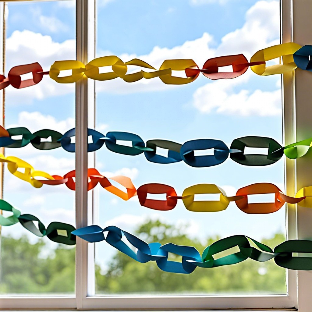 craft a paper chain in school colors to frame the window
