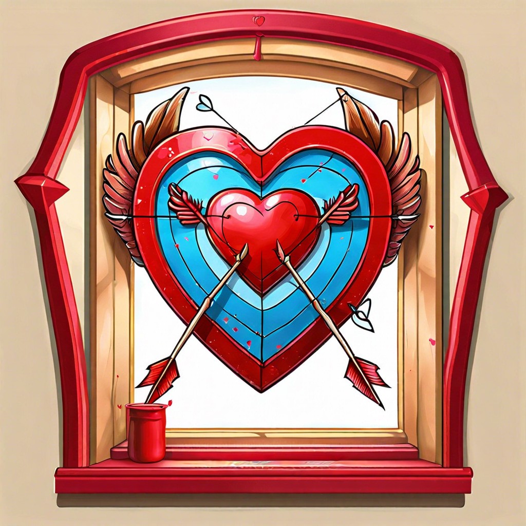 cupids arrow striking window art