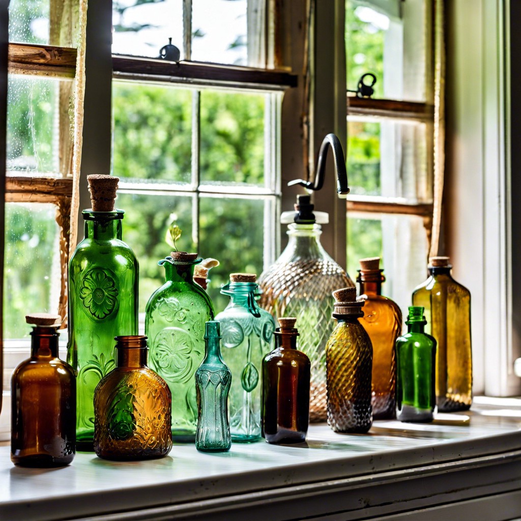 display a collection of vintage bottles