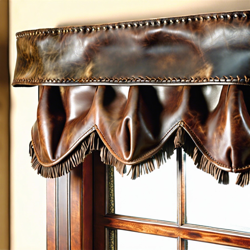 distressed leather tuscan window valance