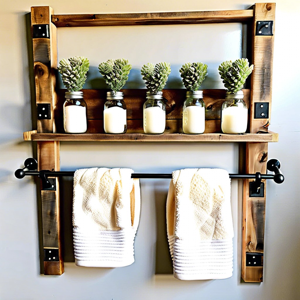 farmhouse style window frame towel rack for bathrooms