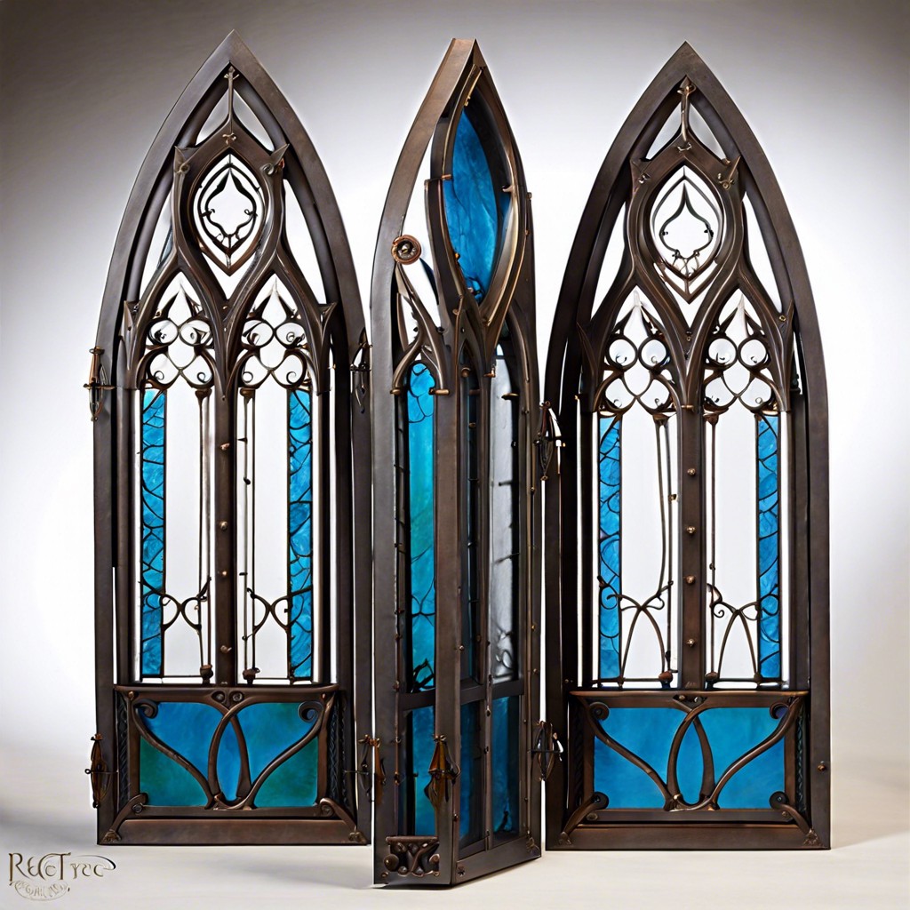 faux ironwork cathedral triptych