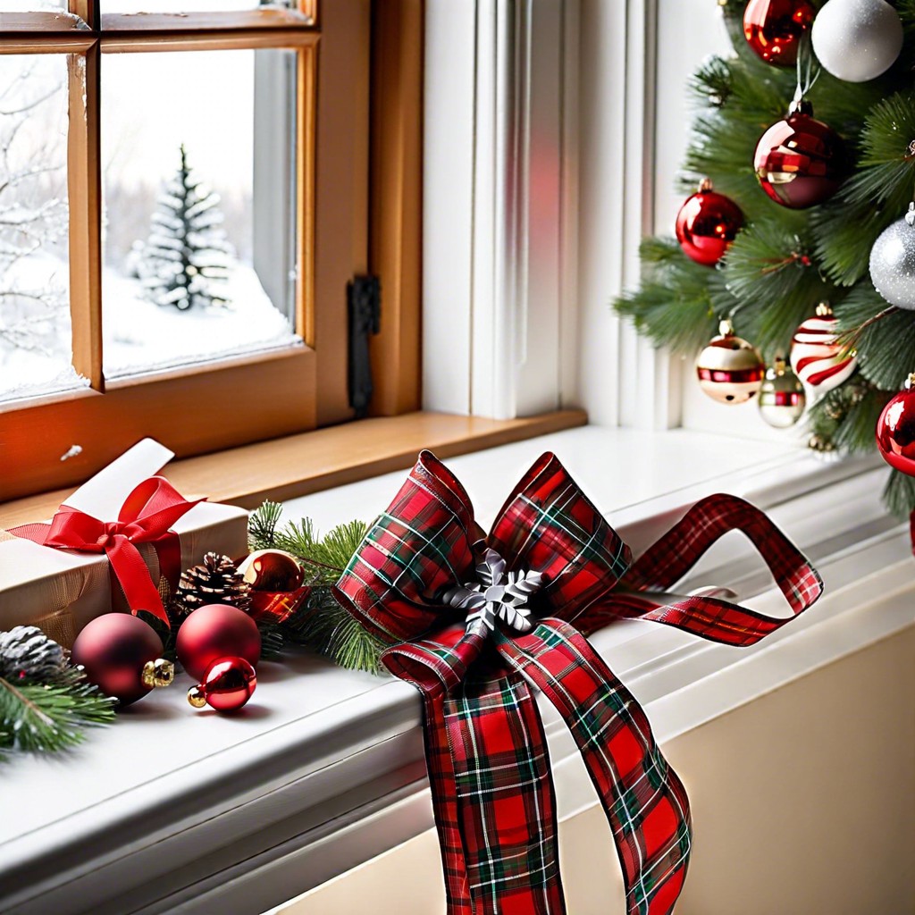 festive plaid window ribbon