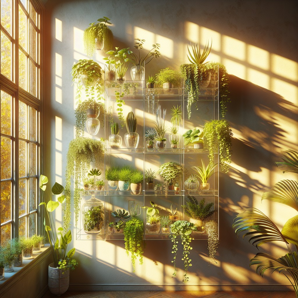 floating glass shelf for light loving plants