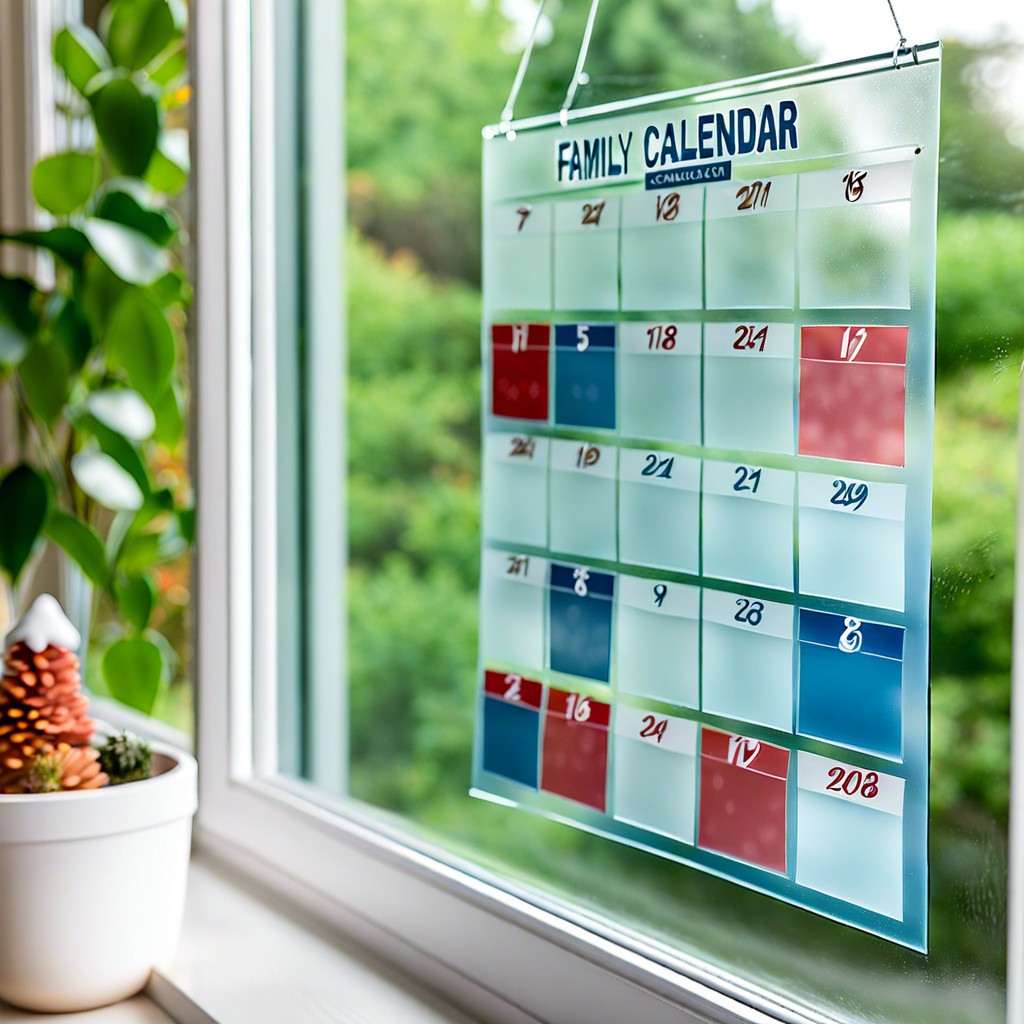 frosted calendar – organizational window cling calendar for family planning